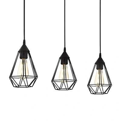 Abbildung von Eglo 94189 Pendelleuchte TARBES Vintage E27 3X40W Stahl schwarz L:79cm B:17,5cm H:110cm dimmbar