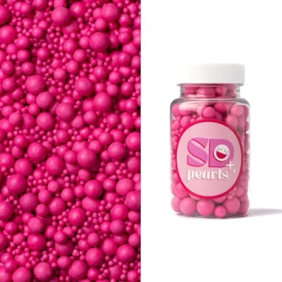 Abbildung von SD Pearls Zuckerperlen, Essbare Zucker Perlen, Tortendeko Streusel Dekorperlen Für Keksen, Kuchen, Cupcakes, Dessertdekoration (Himbeere, 3,4,5,7,10mm, 100g)