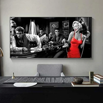 Abbildung von LYFCV James Dean Marilyn Monroe Elvis Presley Leinwandbilder Poster und Drucke Wandkunst Bilder für Wohnzimmer Dekor 50X100cm 20x38 Zoll ohne Rahmen