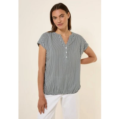 Abbildung von Cecil Gestreifte Kurzarm Bluse, Damen, Größe: Small, Grau