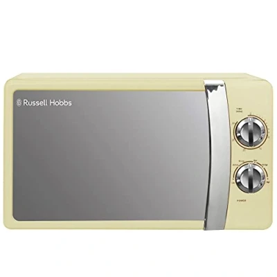 Abbildung von Russell Hobbs RHMM701C Manuelle Solo Mikrowelle mit 5 Leistungsstufen, Klingelton und Timer, Auftaufunktion, einfache Reinigung, 17 L, 700 W, Cremefarben