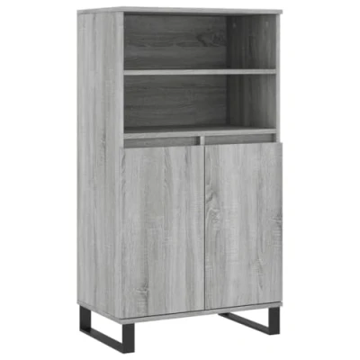 Abbildung von vidaXL Highboard, Sideboard mit 6 Fächern, Mehrzweckschrank Metallfüßen, Kommode Schrank für Wohnzimmer, Modern, Grau Sonoma Holzwerkstoff