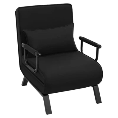 Abbildung von WOLTU Schlafsessel 3 in 1, Schlafsofa mit Bettfunktion, Klappsessel Verstellbarer Rückenlehne, abnembarem Kissen, Sofabett Gästebett, Metallrahmen Leinen, 150 kg belastbar, Schwarz