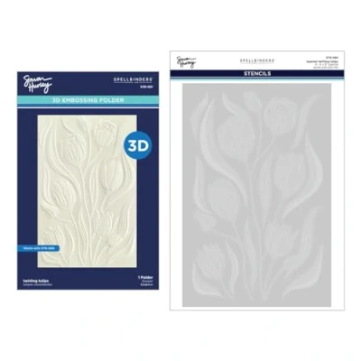 Abbildung von Spellbinders Twirling Tulips 3D Embossing Folder and Stencil Bundle (BD 0846)