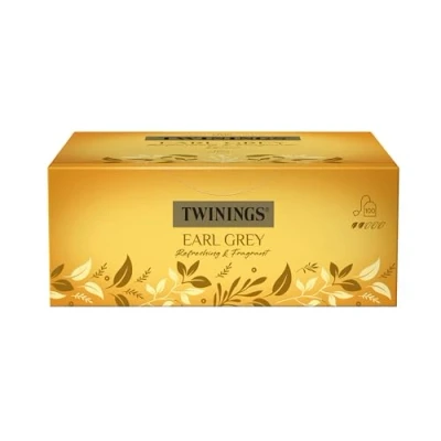 Abbildung von Twinings Earl Grey Schwarzer Tee im Teebeutel verfeinert mit Bergamotte Aroma erfrischender Schwarztee aus China, 1er Pack (100 Teebeutel)