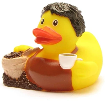 Abbildung von Duckshop I Barista Badeente Quietscheentchen L: 8 cm inkl. Badeenten Schlüsselanhänger im Set