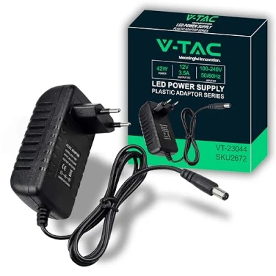 Abbildung von V TAC Netzteil Adapter 12V 42W 3,5A für Kameras, LED Streifen, Modem Transformator Netzadapter Bildschirme und Elektronische Geräte Eingang AC 100 240V Euro Stecker