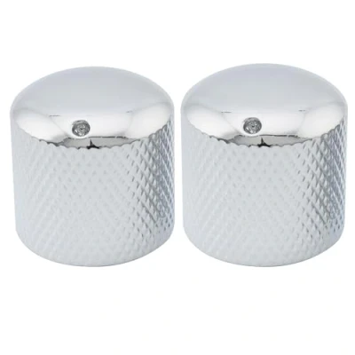 Abbildung von Musiclily Pro Metrisch Stahl Potiknopf Push on Dome Knobs mit Indikator Punkt für Import E Gitarre oder Bass, Chrom (2 Stück)