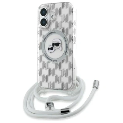 Abbildung von CG MOBILE Karl Lagerfeld KLHMP16SHCKCKLCT Hülle für iPhone 16 6.1 Zoll transparent Lizenzprodukt IML Crossbody Monogram &amp; Choupette Head kompatibel mit MagSafe