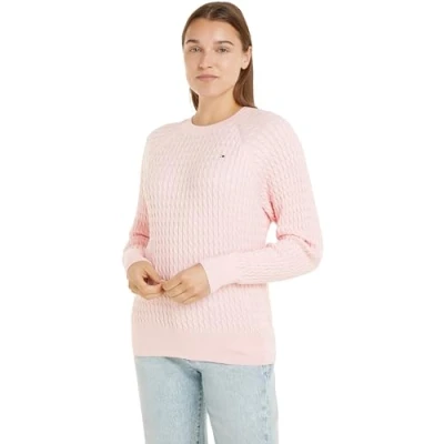 Abbildung von Tommy Hilfiger Cable Strickpullover, Damen, Größe: XXL, Delicate pink