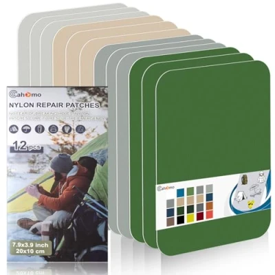 Abbildung von Nylon Reparatur Patches, Cahomo 12 Stück 20 X 10 cm Selbstklebender Wasserdichte Patch, Flicken Selbstklebend, für Jacken, Zelte, Oberbekleidung Farbsatz C