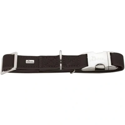 Abbildung von HUNTER SOFTIE ALU STRONG Hundehalsung, Hundehalsband, Kunstleder, Aluminium Klickverschluss, M, braun