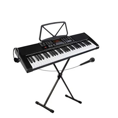 Abbildung von McGrey Home Keyboard LK 6120 MIC Einsteiger mit 61 Leuchttasten (Spar Set, 3 St., Inkl. Mikrofon, Ständer und Notenhalter), 255 Sounds Rhythmen 50 Demo Songs Lernfunktionen