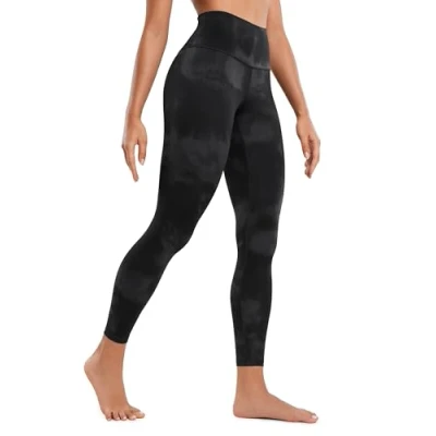Abbildung von CRZ Yoga Butterluxe Damen High Waist Sport Leggings Blickdicht Leggins Sporthose Workout Gym Yogahose 64cm Schwarze Tie Dye Blumen 36