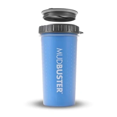 Abbildung von Dexas MudBuster Pfotenreiniger für Hunde, mit Deckel, tragbar, L, Dunkelblau (Pro Blue)
