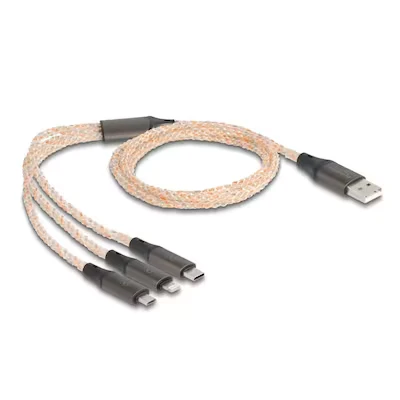 Abbildung von Delock USB RGB Ladekabel 3 in 1 Typ A zu Lightning™ / Micro Type C™ 1,20 m