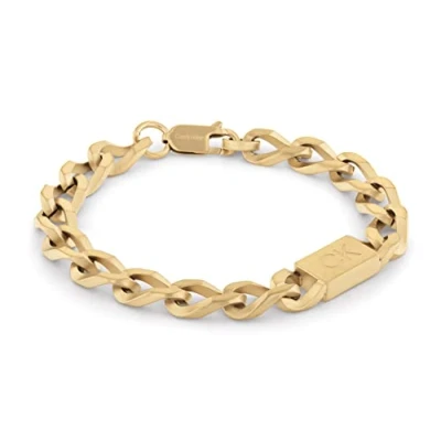 Abbildung von Calvin Klein Brushed Chain LINK Bracelet Armband goldcoloured, Herren, Größe: One Size, Gold coloured