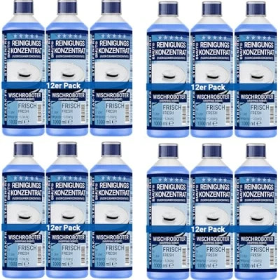 Abbildung von 12x 1000ml Wischroboter Reinigungsmittel Konzentrat extra frischer Duft streifenfrei &amp; schaumarm + Dosierbecher Bodenreiniger u.v.m.