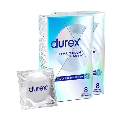 Abbildung von Durex Hautnah Classic Kondome Ultra dünn, mit anatomischer Easy On Form &amp; Silikongleitgel befeuchtet 16er Pack (2 x 8 Stück)