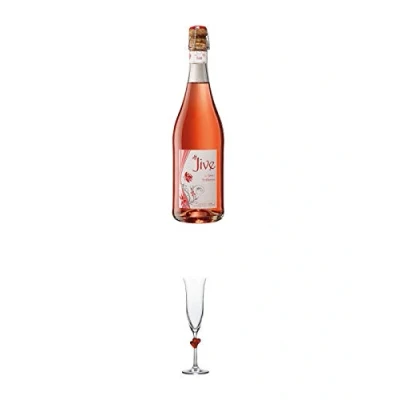 Abbildung von JIVE mit Sekt und Erdbeere weinhaltiger Cocktail 0,75 Liter + Stölzle L&#039;Amour Sektkelch rotes Herz 3886207