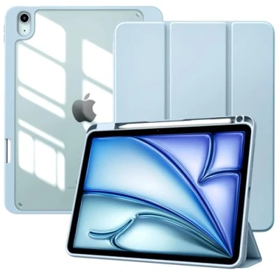 Abbildung von TiMOVO Hülle für iPad Air 11 Zoll M2 2024, 6/5/4 (2024/2022/2020) 10,9&quot;, Schutzhülle mit Stifthalter, Schlank Ständer Klar Rückseite, Auto Schlaf/Aufwach, Himmelblau