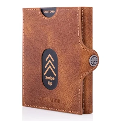 Abbildung von Trusador Mini Geldbörse Valencia Unisex Slim Wallet kleiner Leder Geldbeutel Münzfach (Hergestellt in der Türkei, Handarbeit Made Europe), Vollnarbenleder, besonders klein,