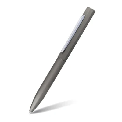 Abbildung von Online Kugelschreiber OCTOPEN I hochwertiger Metall Kuli Grau auswechselbare Großraum Mine Schreibfarbe blau, dokumentenecht Geschenkidee, 1 stück (1er Pack)