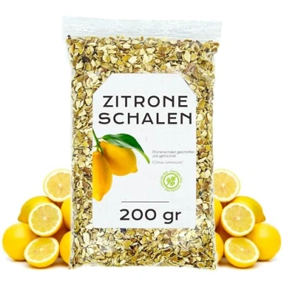 Abbildung von Getrocknete Zitronenschale 200gr Zitronenabrieb Lose