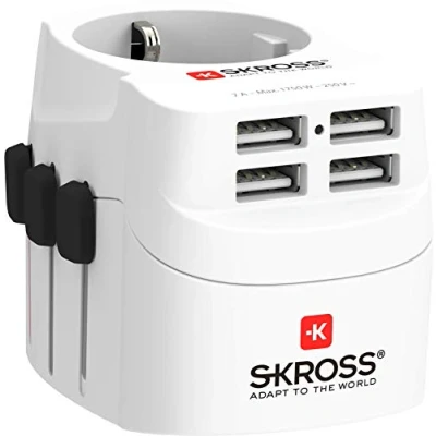 Abbildung von SKROSS Universal Reisestecker mit 4 x USB Anschlüssen, 1.302461, Weiß