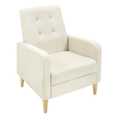 Abbildung von WOLTU Ohrensessel, Relaxsessel mit Armlehnen Massivholzbeinen, getufteter Polstersessel, Loungesessel modern, Sessel für Schlafzimmer Wohnzimmer Balkon, Leinenbezug, Beige, SKS41be