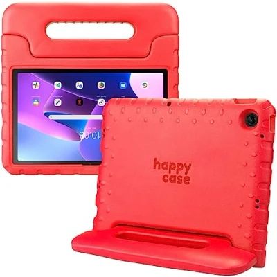 Abbildung von HappyCase Kinder Tablet Hülle Geeignet für Lenovo Tab M10 Plus Gen 3 (10.6) Kinderfreundliche Schutzhülle Kinderhülle mit Griff und Ständer Rot