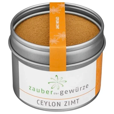 Abbildung von Zauber der Gewürze Ceylon Zimt gemahlen Pulver mit wenig Cumarin, für Milchreis, Gebäck u. v. m, in Top Qualität und wiederverschließbarer Aroma Dose, 45 g