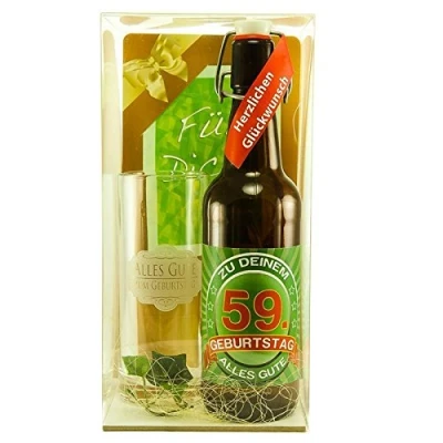 Abbildung von Bier Geschenk zum 59.Geburtstag Geburtstagsgeschenk neunundfünfzigster Geburtstag Geschenkset 59.