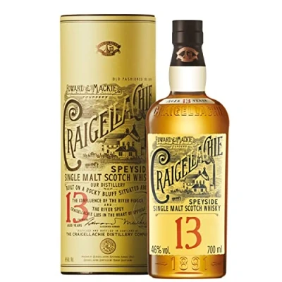 Abbildung von Craigellachie 13 Jahre alter Speyside Scotch Single Malt Whisky in edler Geschenkbox, Sherry &amp; Bourbonfässern veredelt, ideal als Geschenkset, 46% Vol., 70 cl/700 ml