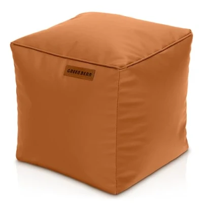 Abbildung von Green Bean Sitzhocker aus Kunstleder Pouf mit EPS Perlen Füllung 40 x cm perfekte Ergänzung zum Sitzsack Sitzwürfel Sitzkissen Hocker Fußhocker Cognac
