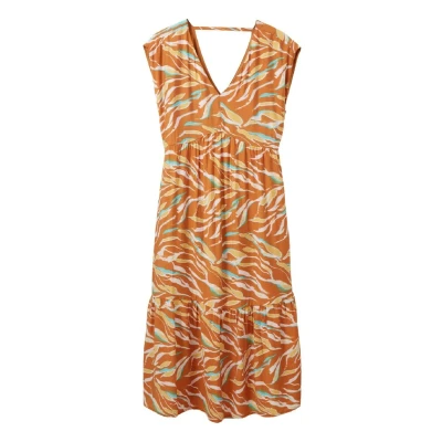 Abbildung von TOM Tailor MIT Alloverprint Freizeitkleid, Damen, Größe: 38, Brown abstract leaf design