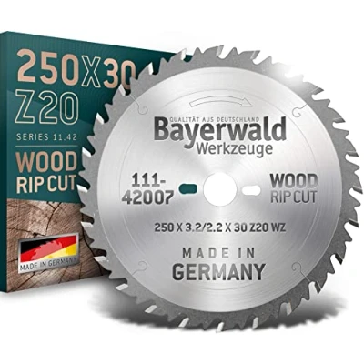 Abbildung von Bayerwald HM Kreissägeblatt Ø 250 mm x 3,2 30 Wechselzahn (20 Zähne) grobe, schnelle Zuschnitte Brennholz &amp; Holzwerkstoffe mit Kombinebenlöchern