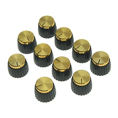 Abbildung von kaish 10 Gitarre AMP Verstärker Push auf Passform Knöpfe Schwarz W/Gold Gap für Marshall