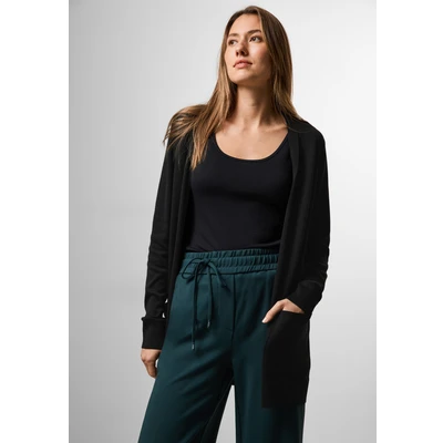 Abbildung von Cecil Offener Basic Strickjacke, Damen, Größe: Large, Schwarz
