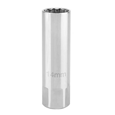Abbildung von Zündkerzenstecker, Fydun 14 mm Edelstahl Magnetische Dünnwandige Zündkerzenstecker Zündkerzenhülse Entfernungsschlüssel Demontage (Silber)