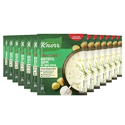 Abbildung von Knorr Feinschmecker Kartoffelsuppe mit Crème fraîche leckere Gemüsesuppe nachhaltig angebautem Gemüse 13 x 2 Teller