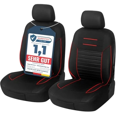 Abbildung von Upgrade4cars Autositzbezug SportsLine, 4 teiliges Set, 2 Vordersitzbezüge, und Kopfstützenbezüge, Stilvolles Linien Design