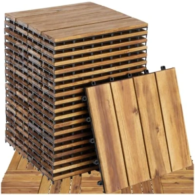 Abbildung von tectake Holz Terrassenplatte Tabula, 31,00x31,00, braun, 20 teiliges, Fliesenset, erweiterbar