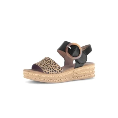 Abbildung von Gabor Damen Sandaletten, Frauen Sandalen,Best Fitting,offene Schuhe,Strandschuhe,Sommersandalen,bequem,flach,Natur/schwarz,40.5 EU / 7 UK