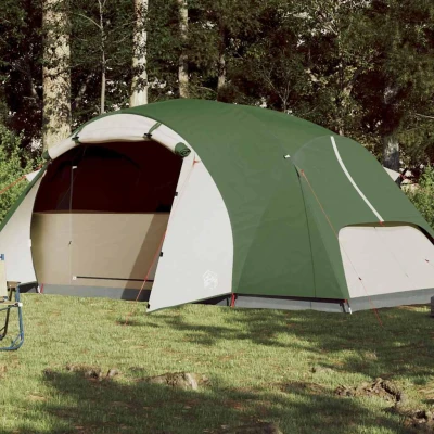 Abbildung von vidaXL Familienzelt, Gruppenzelt mit Belüftung Insektenschutz, Campingzelt für 8 Personen Wasserdicht, Trekkingzelt Outdoor Zelt Leicht Tragbar, Grün
