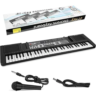 Abbildung von Tastatur Klavier Digital Keyboard Tragbare elektronische Klaviertastatur, 61 Tasten Orgel mit Mikrofon Musikspielzeug Jungen und Mädchen