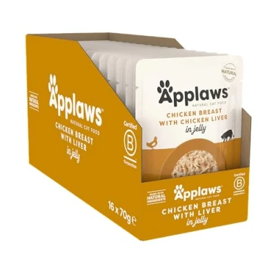 Abbildung von Applaws Natural Cat Food, Chicken with Liver in Jelly Pouch, 70g (Pack of 16)