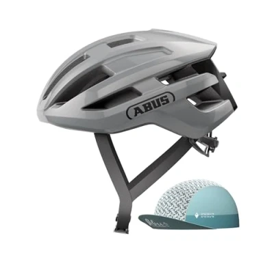 Abbildung von ABUS Rennradhelm PowerDome ACE mit Race Cap leichter Fahrradhelm cleverem Belüftungssystem Made in Italy für Damen und Herren Grau, Größe S