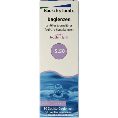 Abbildung von Bausch + Lomb SofLens Daily Disposable Tageslinsen, sphärische Kontaktlinsen, weich, 30 Stück BC 8.6 mm / DIA 14.2 5.50 Dioptrien