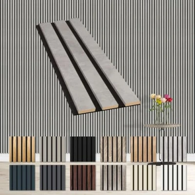 Abbildung von Hexim Wanddekoobjekt Chicago Concrete (Akustikpaneele Musterstück flexible Lamellenwand Holz MDF Wandpaneele Lamellenverkleidung Wandverkleidung Innendekoration schalldämmend (Chicago AP10 / APH10 Musterstück)